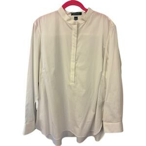 LAUREN Ralph Lauren White 100% Cotton 1/2 Zip Front Shirt Blouse Size 2X